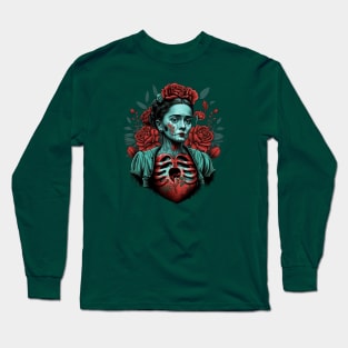 Frida Khalo Skeleton Long Sleeve T-Shirt